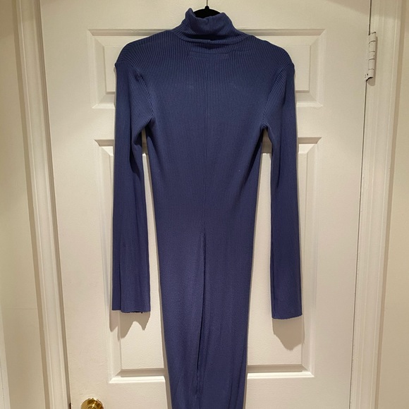 Enza Costa Ribbed Split Sleeve Midi Dress Sz S - Picture 6 of 7